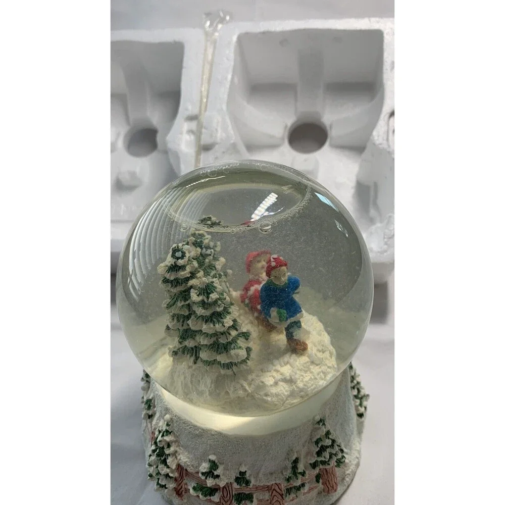 Holiday Classic Scenic Holiday Snowglobe Handcrafted Cast Resin Base Box Flaw